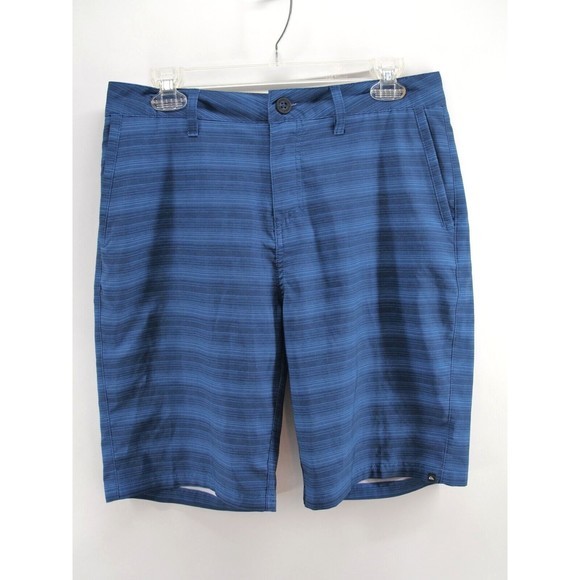 Quiksilver Dry Flight Men's Water Repellent Blue Striped Shorts Size See Measure - Picture 1 of 11